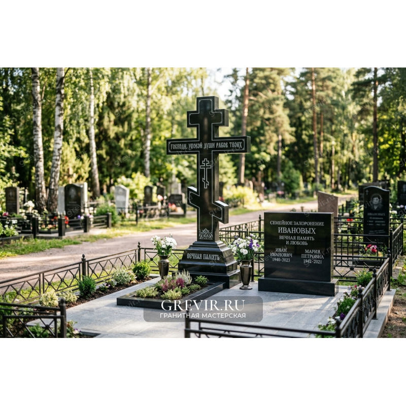 Деревянный крест сгниет через 3 года. Показываю гранитный монолит, который одобряет церковь.