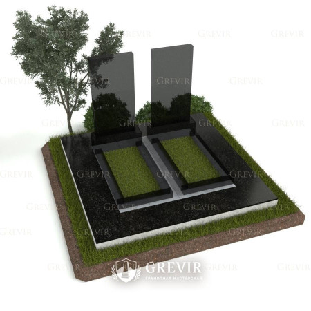Мемориальный комплекс на два памятника с гранитной облицовкой