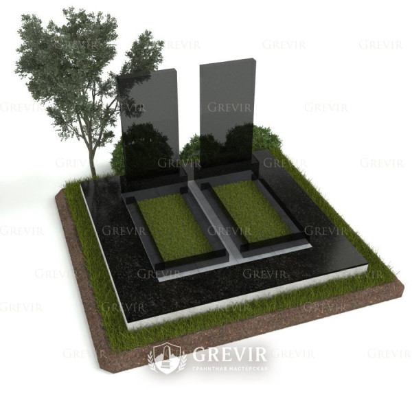 Мемориальный комплекс на два памятника с гранитной облицовкой