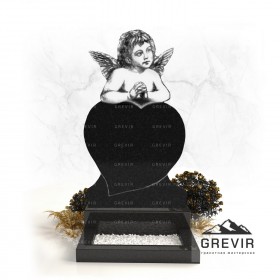 Гранитное надгробие ангелочик с сердцем gr114