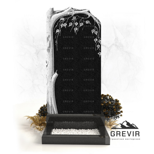 Гранитный памятник с изображением дерева gr141