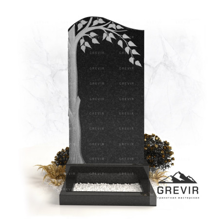 Гранитное надгробие волна с деревом gr169