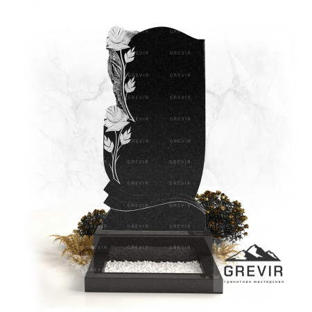 Памятник из гранита два цветка вертикальных gr276