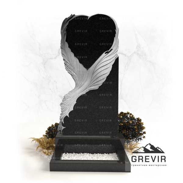 Гранитный памятник с лебедем и сердцем на могилу gr286