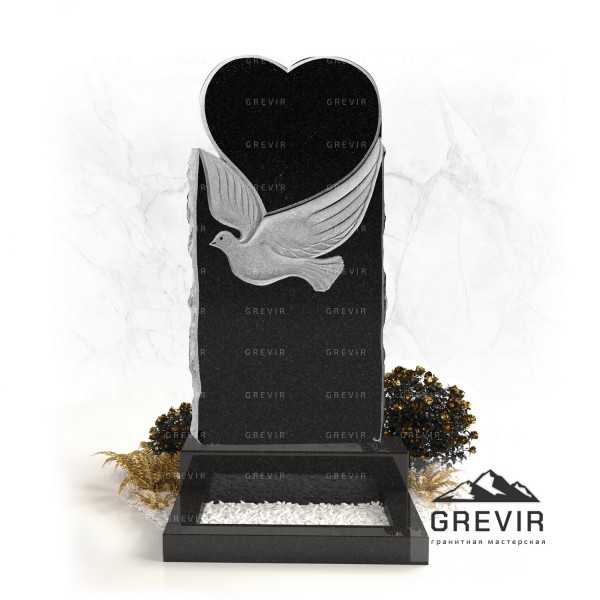 Надгробие из гранита с сердцем и птицей gr288