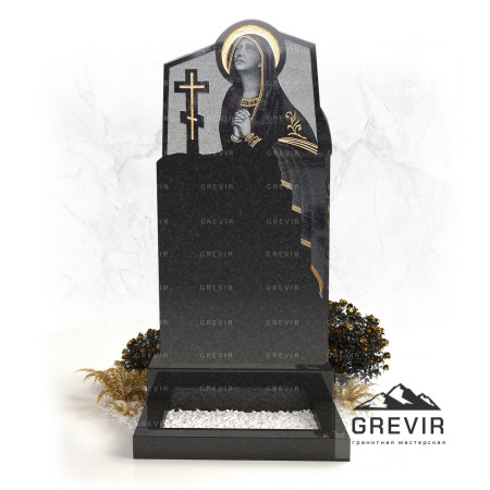 Памятник с эксклюзивной иконой из гранита gr670