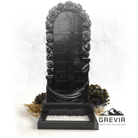 Памятник с черными розами gr673