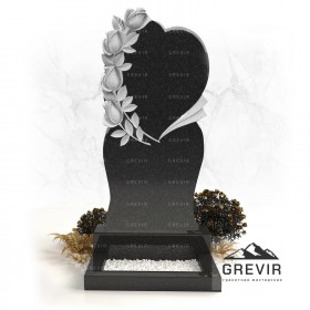 Памятник из гранита в виде сердца с розами gr678