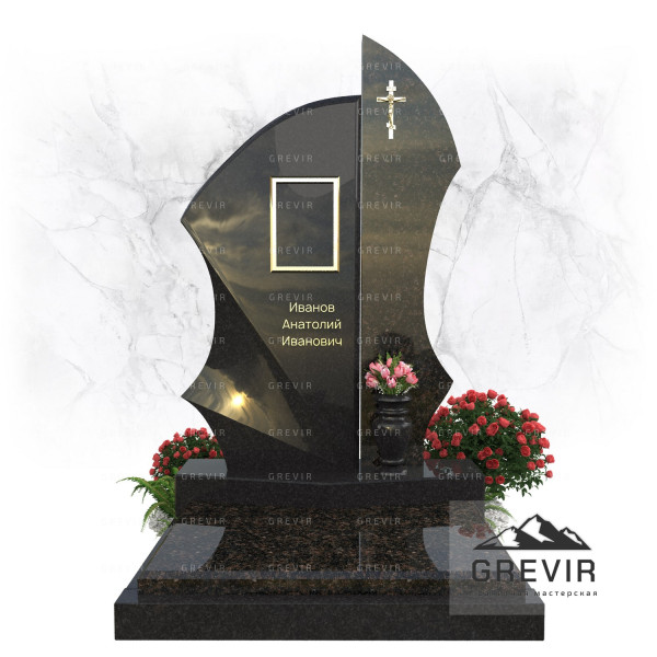 Памятник из цветного гранита Дымовский и Габбро-Диабаз gr1003