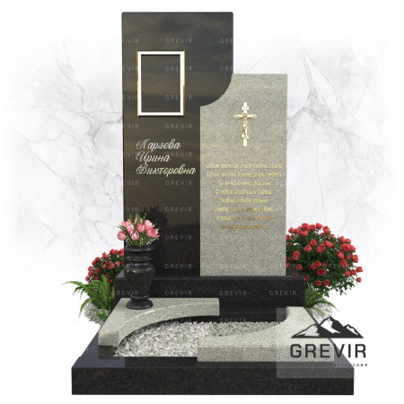 Памятник из цветного гранита Диабаз и Мансуровский gr1004