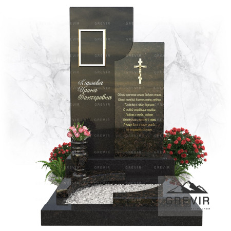 Памятник из цветного гранита Дымовский и Диабаз gr1005