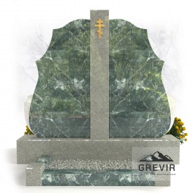 Памятник на могилу из зеленого и белого гранита gr837