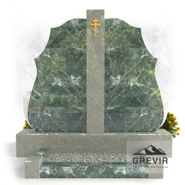 Памятник на могилу из зеленого и белого гранита gr837