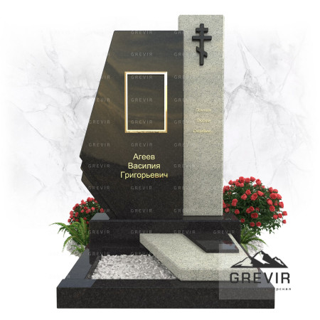 Памятник из белого и черного гранита на могилу gr978