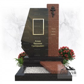 Памятник из красного и черного гранита Габбро-Диабаз и Лезники gr979