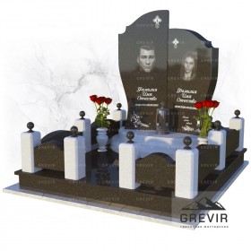 Комплекс памятников на могилу с белой оградой kom65021