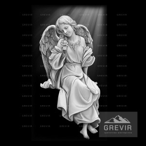 Гравировка на памятник: сидящий задумчивый ангел