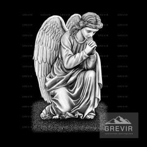 Гравировка: ангел, склонивший голову в молитве