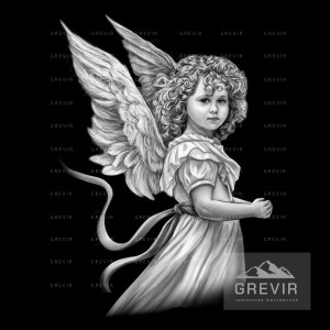 Детский ангелочек (херувим) с лентой в руках