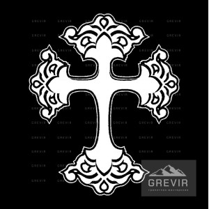 Широкий резной крест трилистник