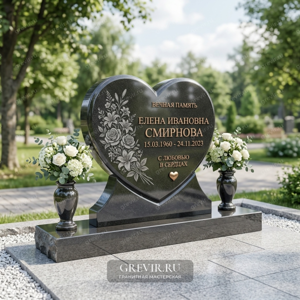 Мемориал «Сердце Любви» с гравировкой и бронзой