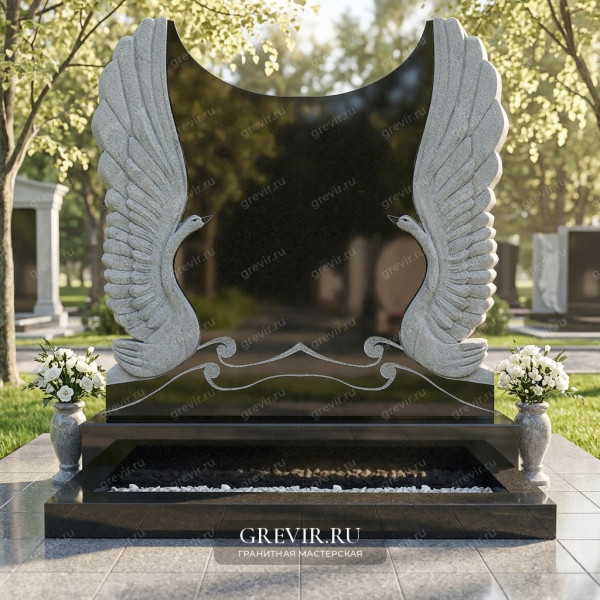 Гранитный памятник с лебедем gr933