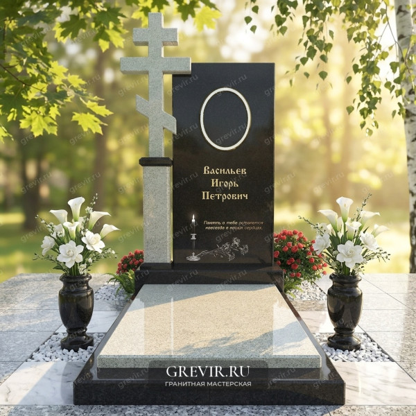 Памятник из гранита Габбро-Диабаз и Мансуровский