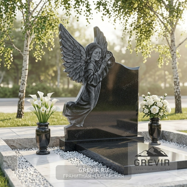 Гранитный памятник с ангелом 