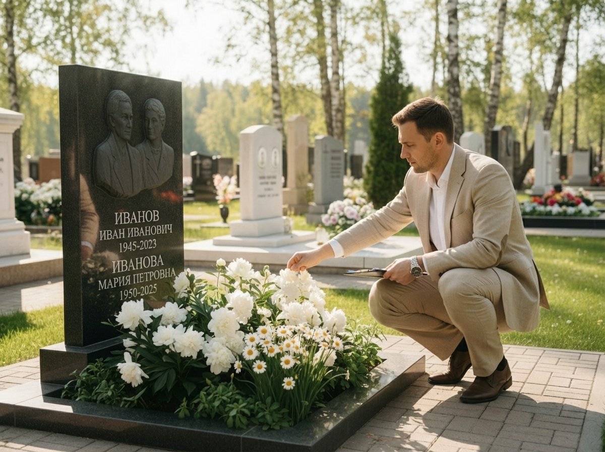 Замер участка на кладбище