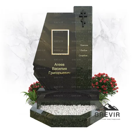 Памятник из цветного гранита Масловка и Габбро-Диабаз gr982