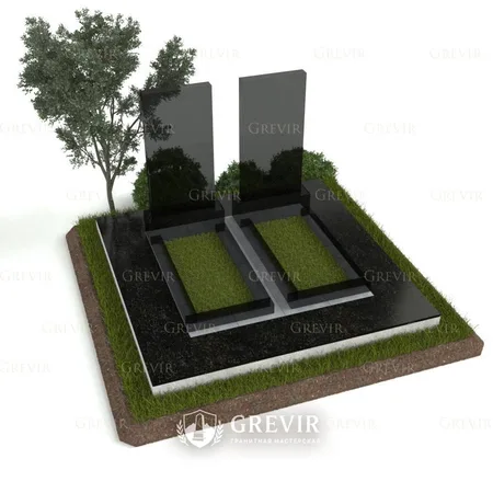 Мемориальный комплекс на два памятника с гранитной облицовкой
