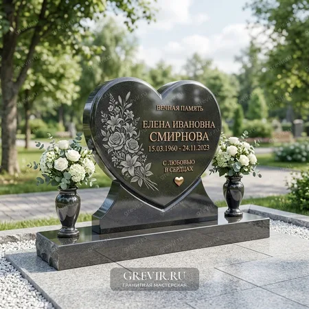 Мемориал «Сердце Любви» с гравировкой и бронзой