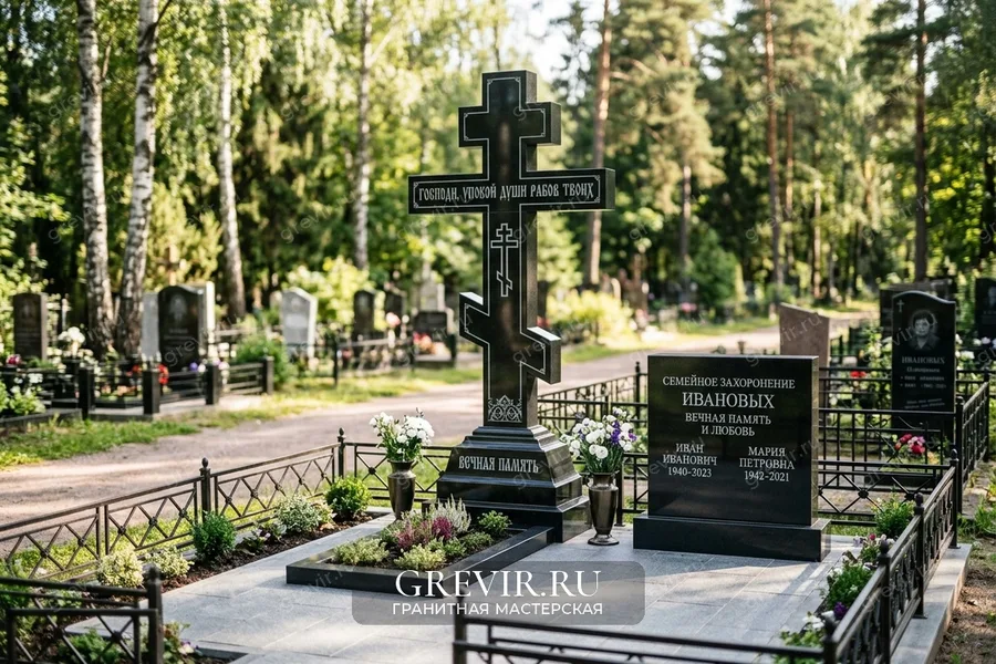 Деревянный крест сгниет через 3 года. Показываю гранитный монолит, который одобряет церковь.